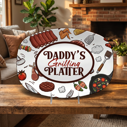 Personalized Daddy’s Grilling Platter – Custom Name BBQ Decorative Keepsake