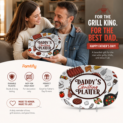 Personalized Daddy’s Grilling Platter – Custom Name BBQ Decorative Keepsake
