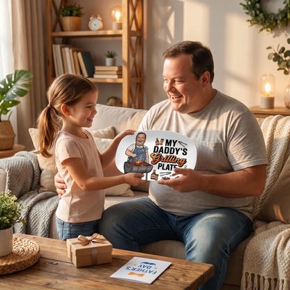 Personalized My Daddy’s Grilling Plate – Custom Photo BBQ Keepsake