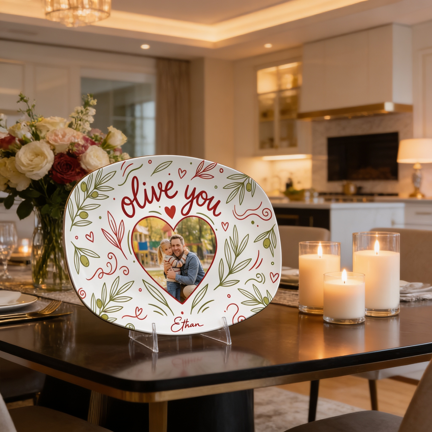 Personalized “Olive You” Decorative Plate – Custom Name Kitchen Keepsake