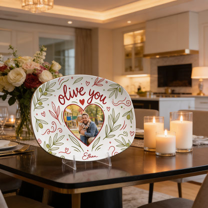 Personalized “Olive You” Decorative Plate – Custom Name Kitchen Keepsake