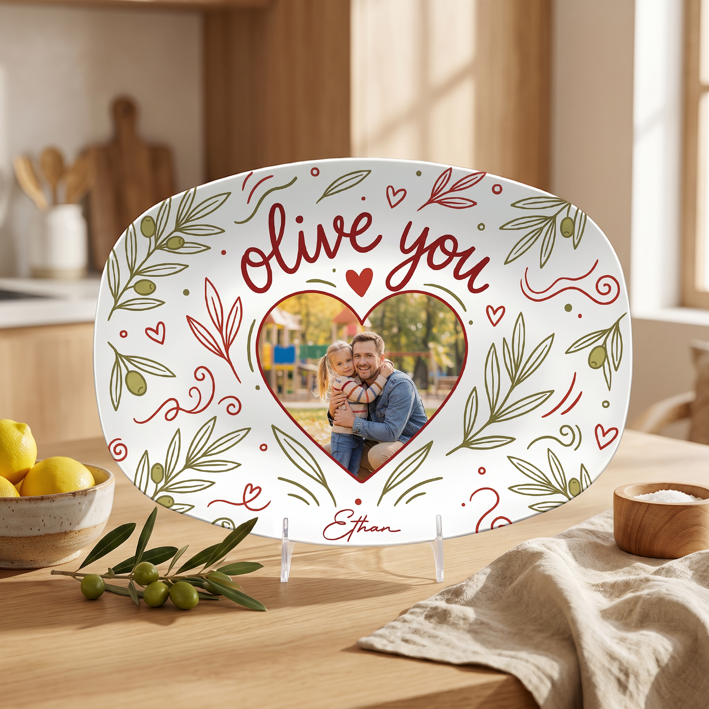 Personalized “Olive You” Decorative Plate – Custom Name Kitchen Keepsake