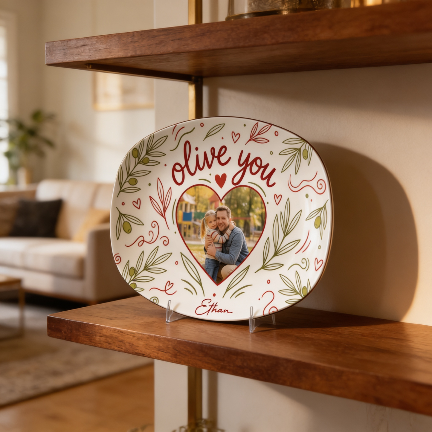 Personalized “Olive You” Decorative Plate – Custom Name Kitchen Keepsake