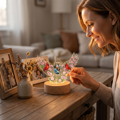 Personalized Cardinal Memorial Photo Night Light – Custom Name & Photo Acrylic LED Lamp