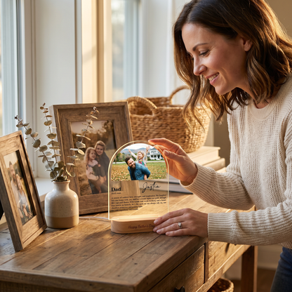 Personalized Dad Photo Night Light – Custom Name LED Acrylic Lamp Gift for Dad