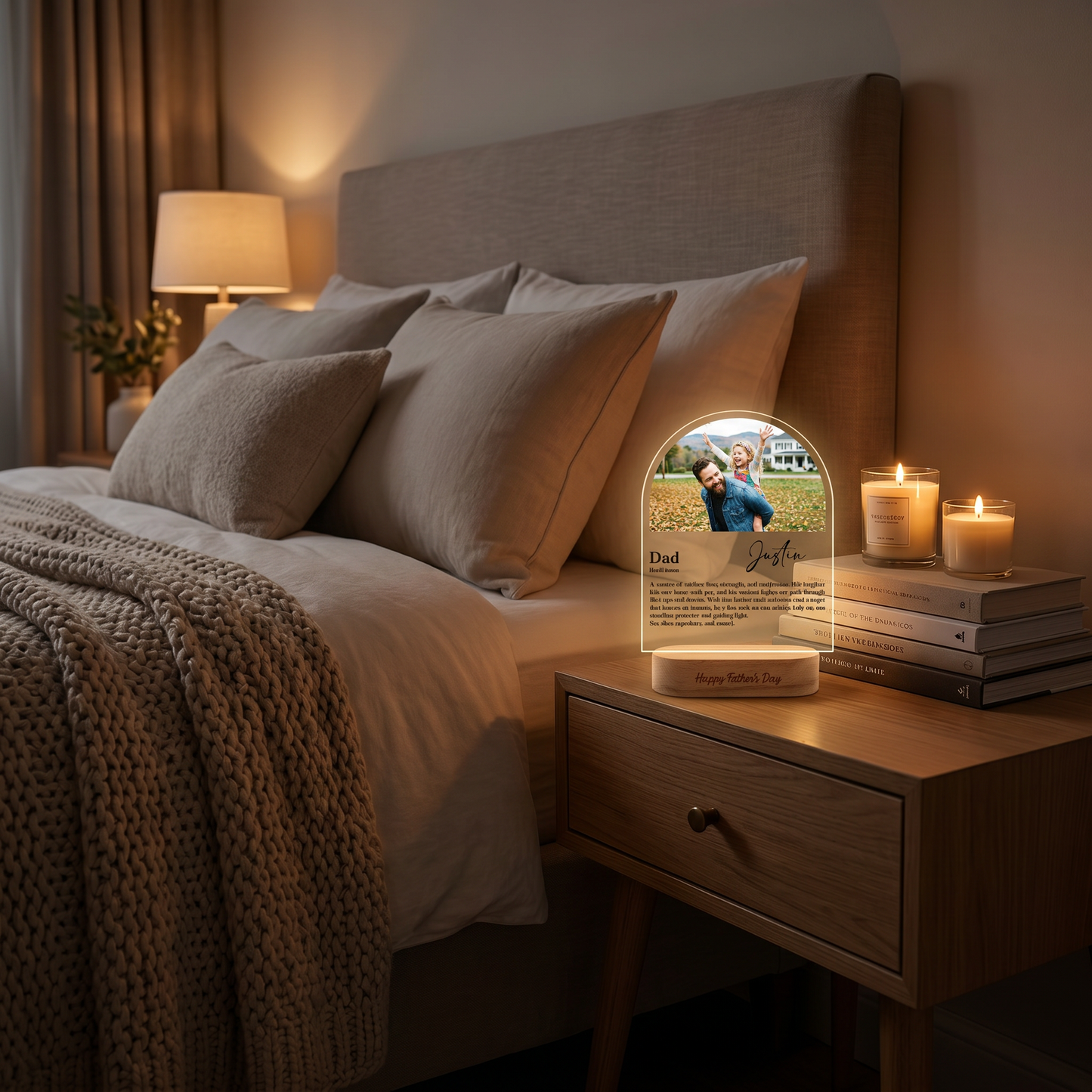 Personalized Dad Photo Night Light – Custom Name LED Acrylic Lamp Gift for Dad
