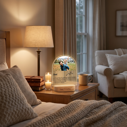 Personalized Dad Photo Night Light – Custom Name LED Acrylic Lamp Gift for Dad
