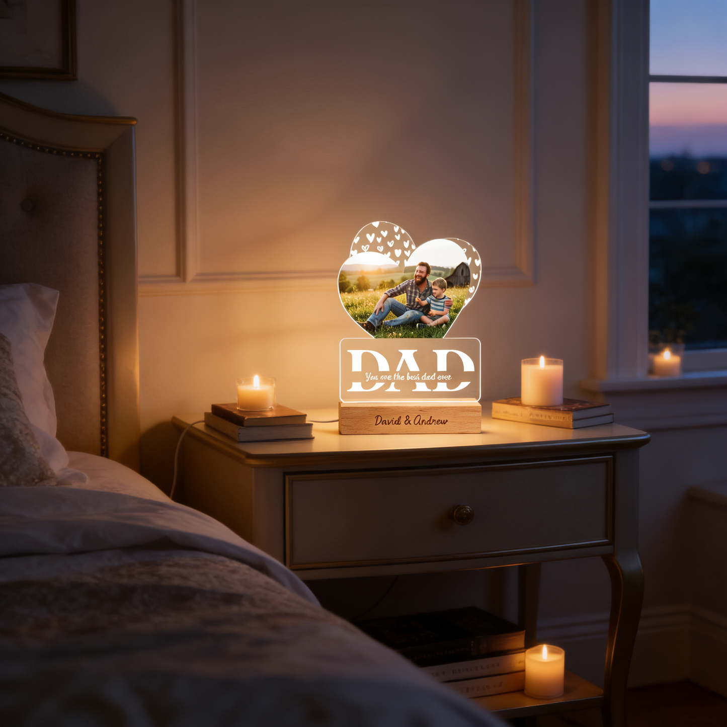 Personalized You Are The Best Dad Ever Photo Night Light – Custom Name LED Acrylic Lamp Gift for Dad