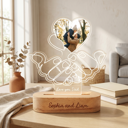 Personalized Love You Dad Photo Night Light – Custom Name LED Acrylic Lamp Gift for Dad