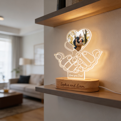 Personalized Love You Dad Photo Night Light – Custom Name LED Acrylic Lamp Gift for Dad