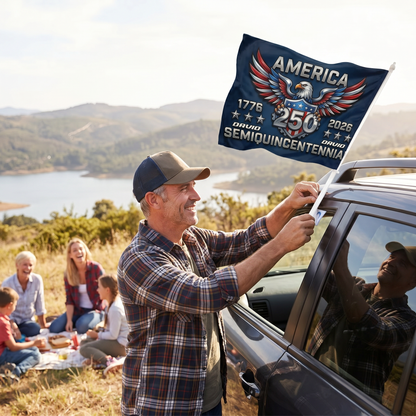 America 250 Semiquincentennial Car Flag – Personalized Patriotic USA Eagle Flag 1776–2026