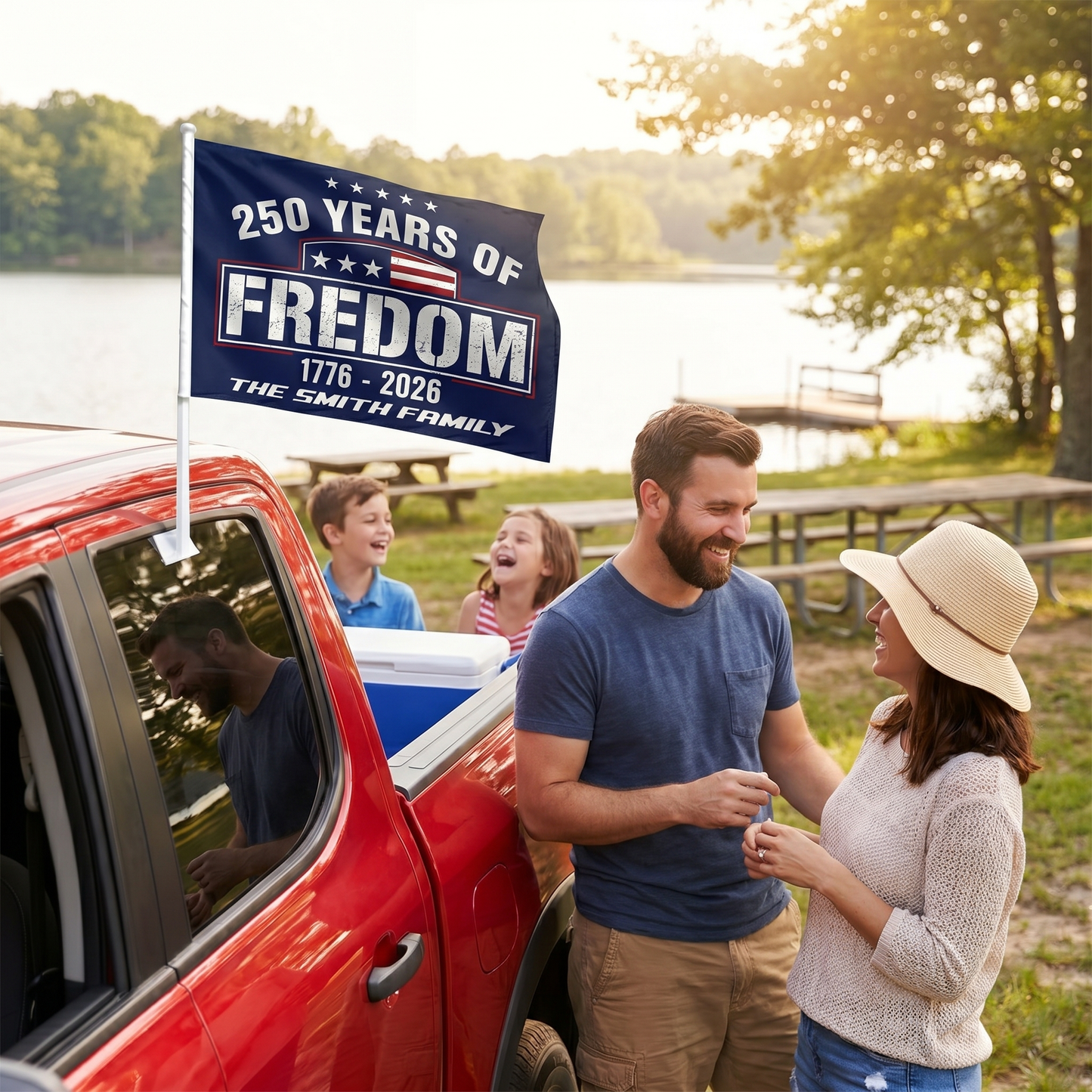 250 Years of Freedom Car Flag – Personalized Patriotic USA Flag 1776–2026
