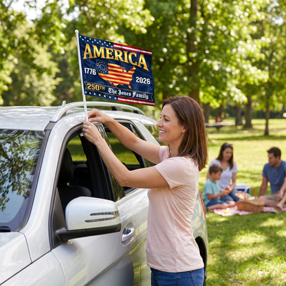 America 250th Anniversary Car Flag – Personalized Patriotic USA Flag 1776–2026
