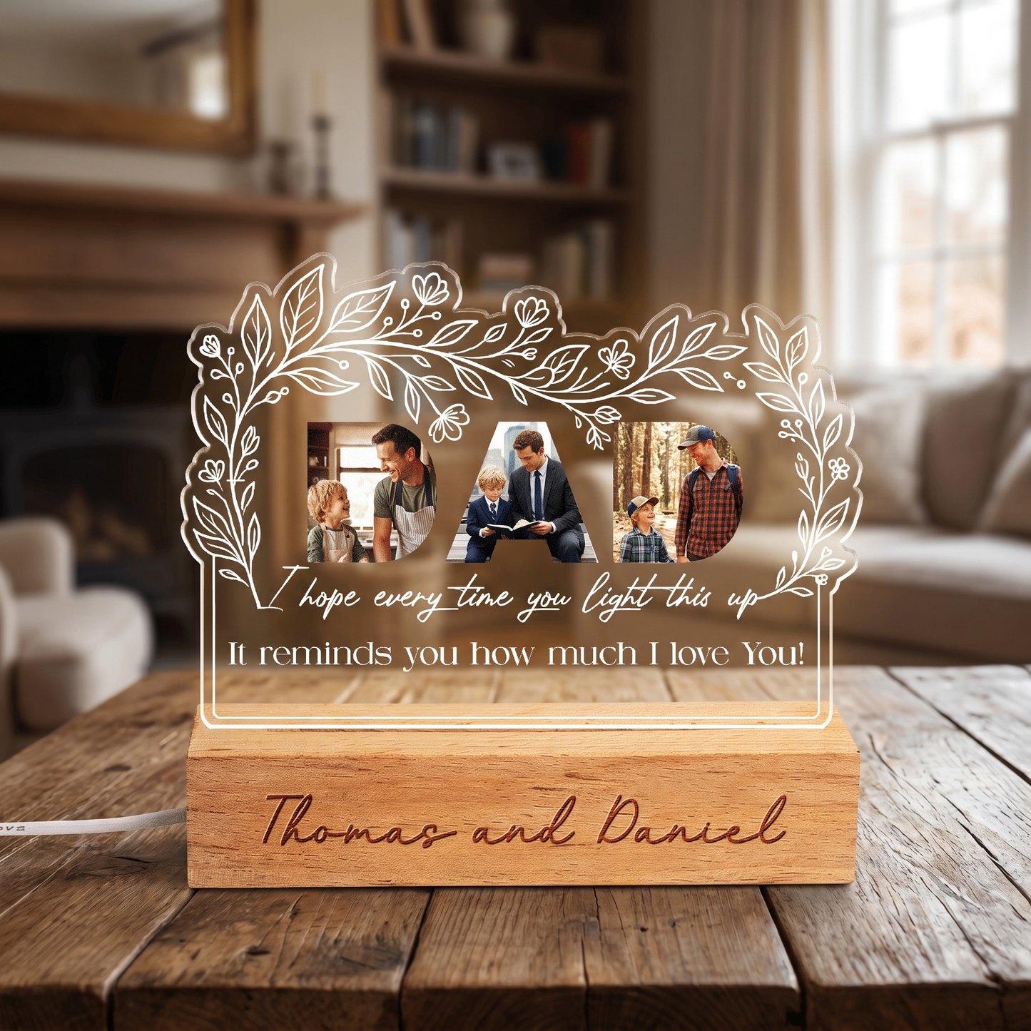 Personalized I Hope Every Time You Light This Up Photo Night Light – Custom Photo LED Acrylic Lamp