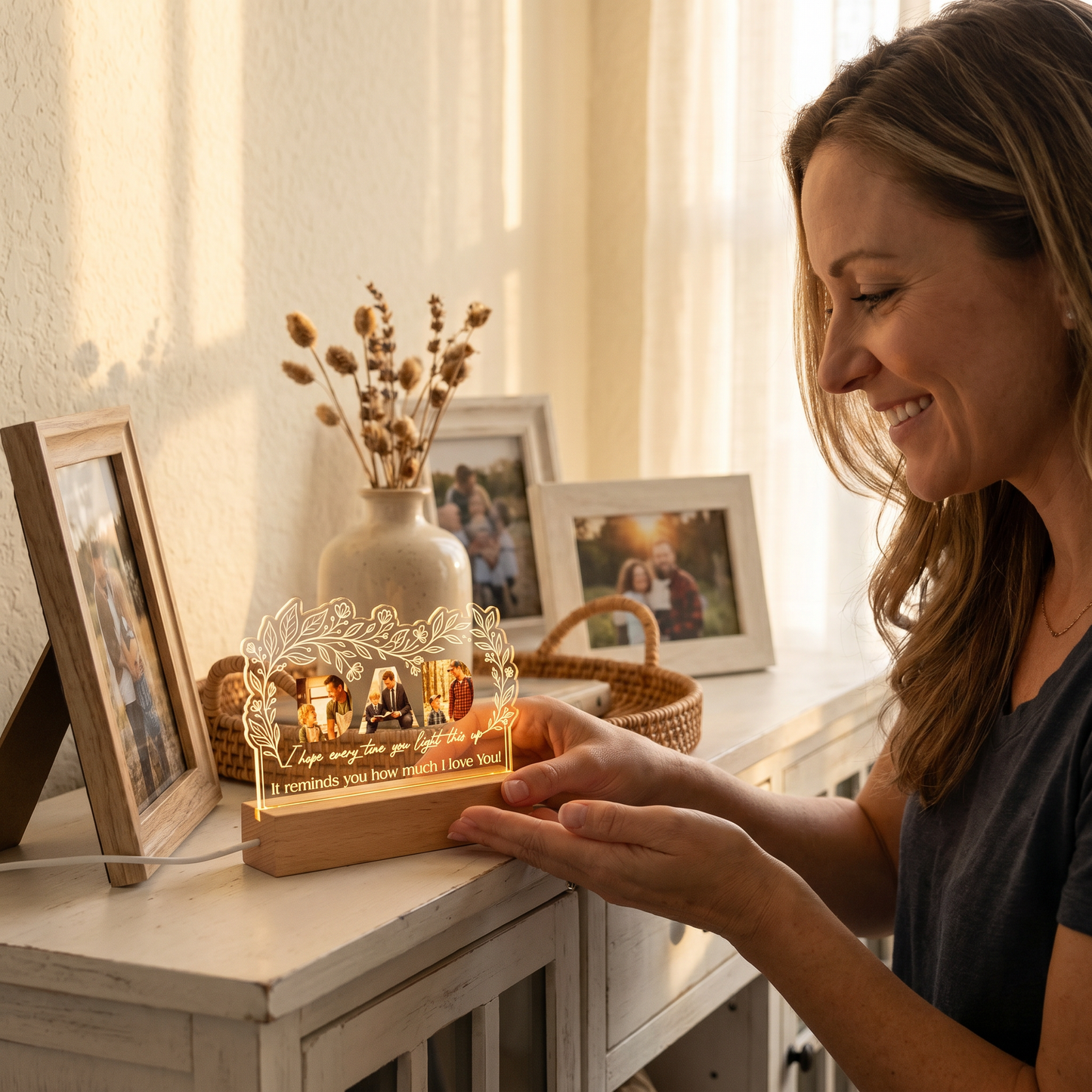 Personalized I Hope Every Time You Light This Up Photo Night Light – Custom Photo LED Acrylic Lamp