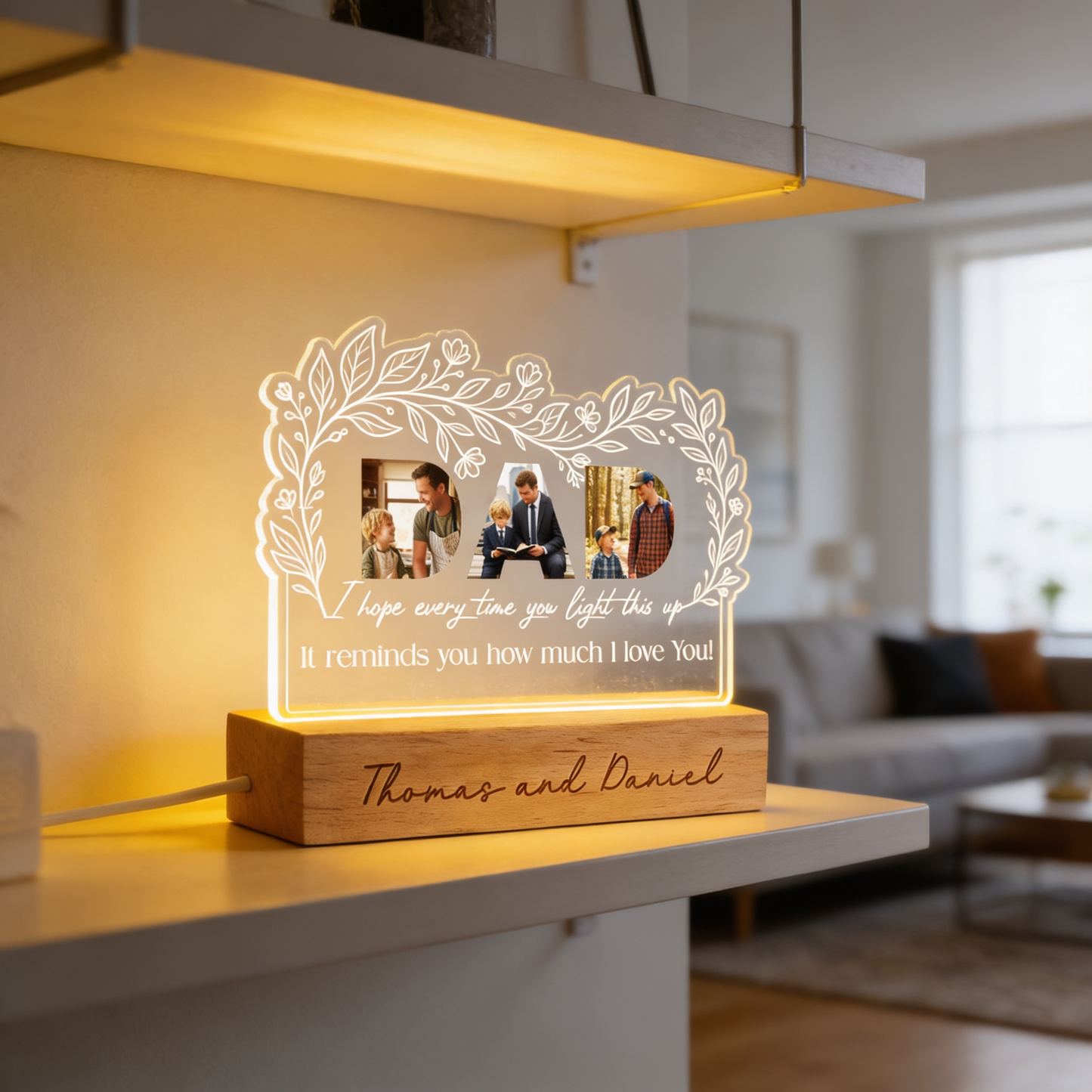 Personalized I Hope Every Time You Light This Up Photo Night Light – Custom Photo LED Acrylic Lamp