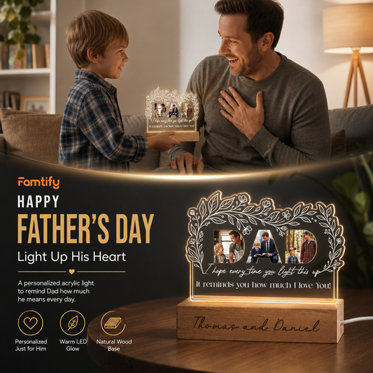 Personalized I Hope Every Time You Light This Up Photo Night Light - Custom Photo LED Acrylic Lamp