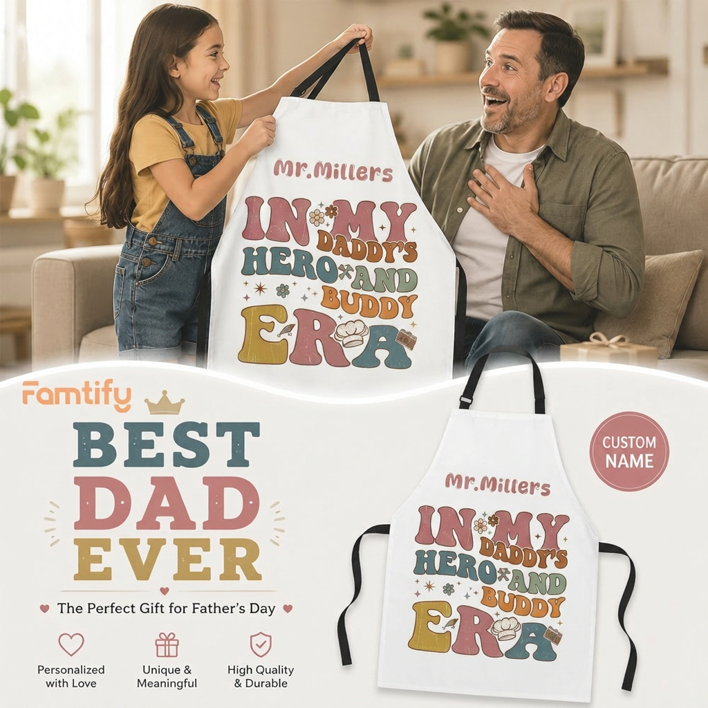 In My Daddy’s Hero & Buddy Era Apron – Cute Father’s Day Gift for Dad
