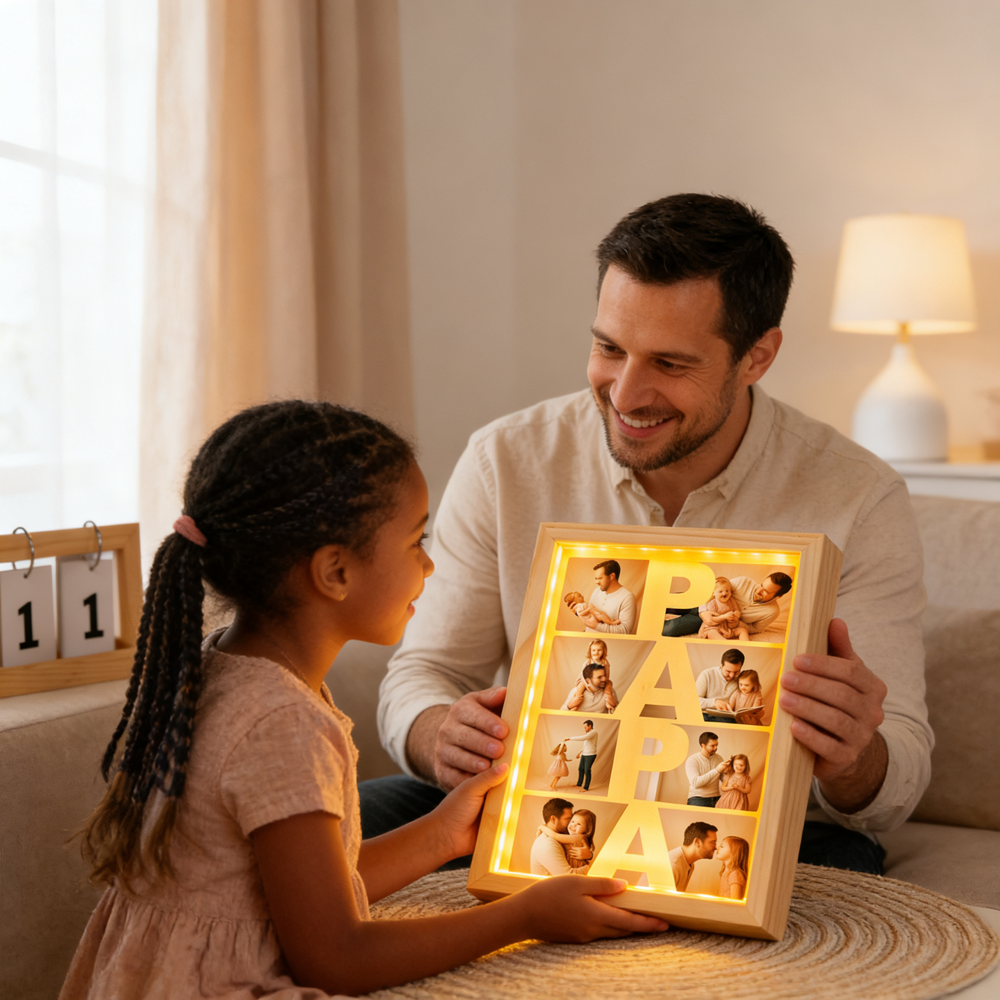 Personalized Papa Photo Frame Light Box – Custom Photo LED Picture Frame Gift for Papa