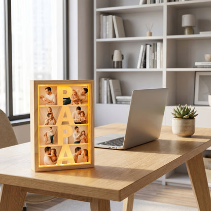 Personalized Papa Photo Frame Light Box – Custom Photo LED Picture Frame Gift for Papa