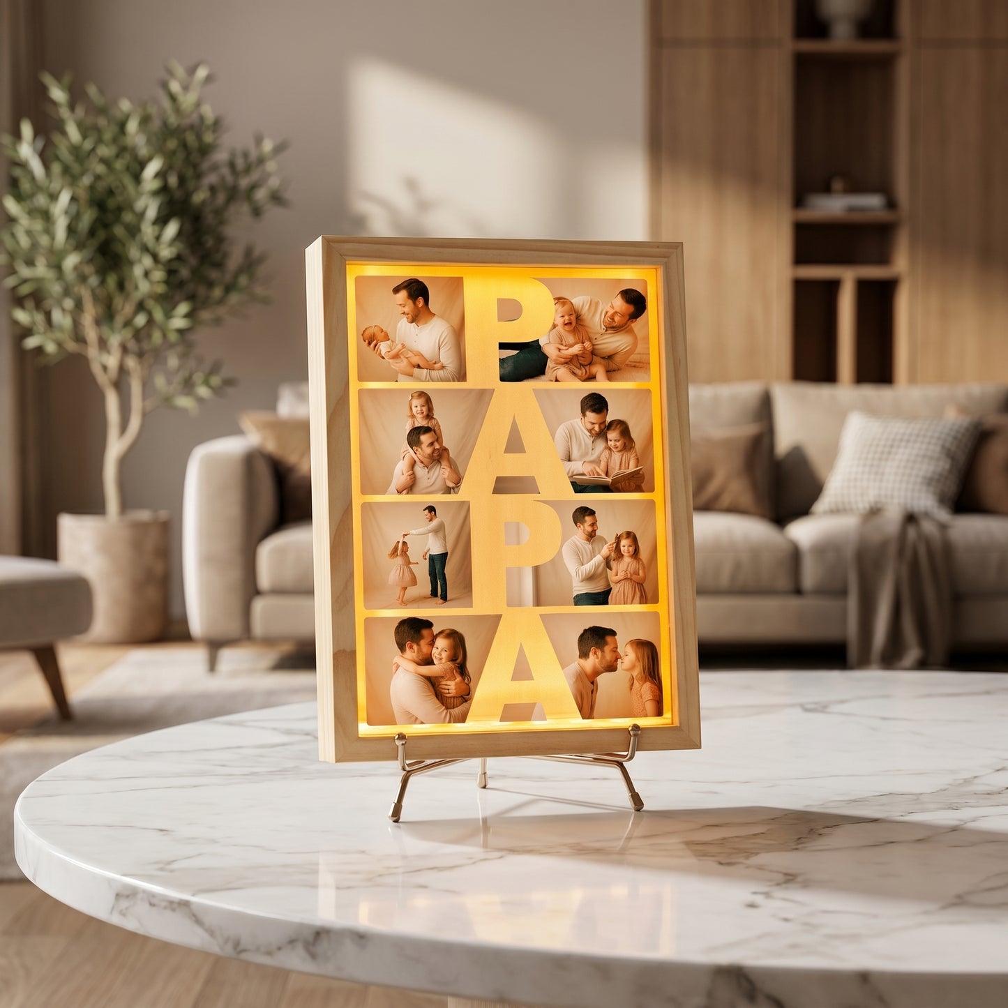 Personalized Papa Photo Frame Light Box – Custom Photo LED Picture Frame Gift for Papa