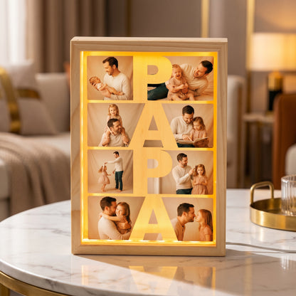 Personalized Papa Photo Frame Light Box – Custom Photo LED Picture Frame Gift for Papa