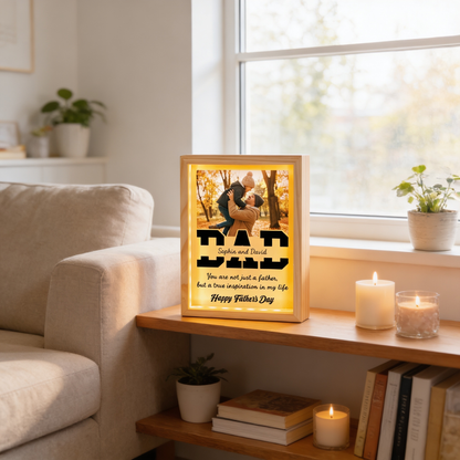Dad You Are Not Just a Father But a True Inspiration in My Life Photo Frame Light Box – Custom Photo LED Gift for Dad