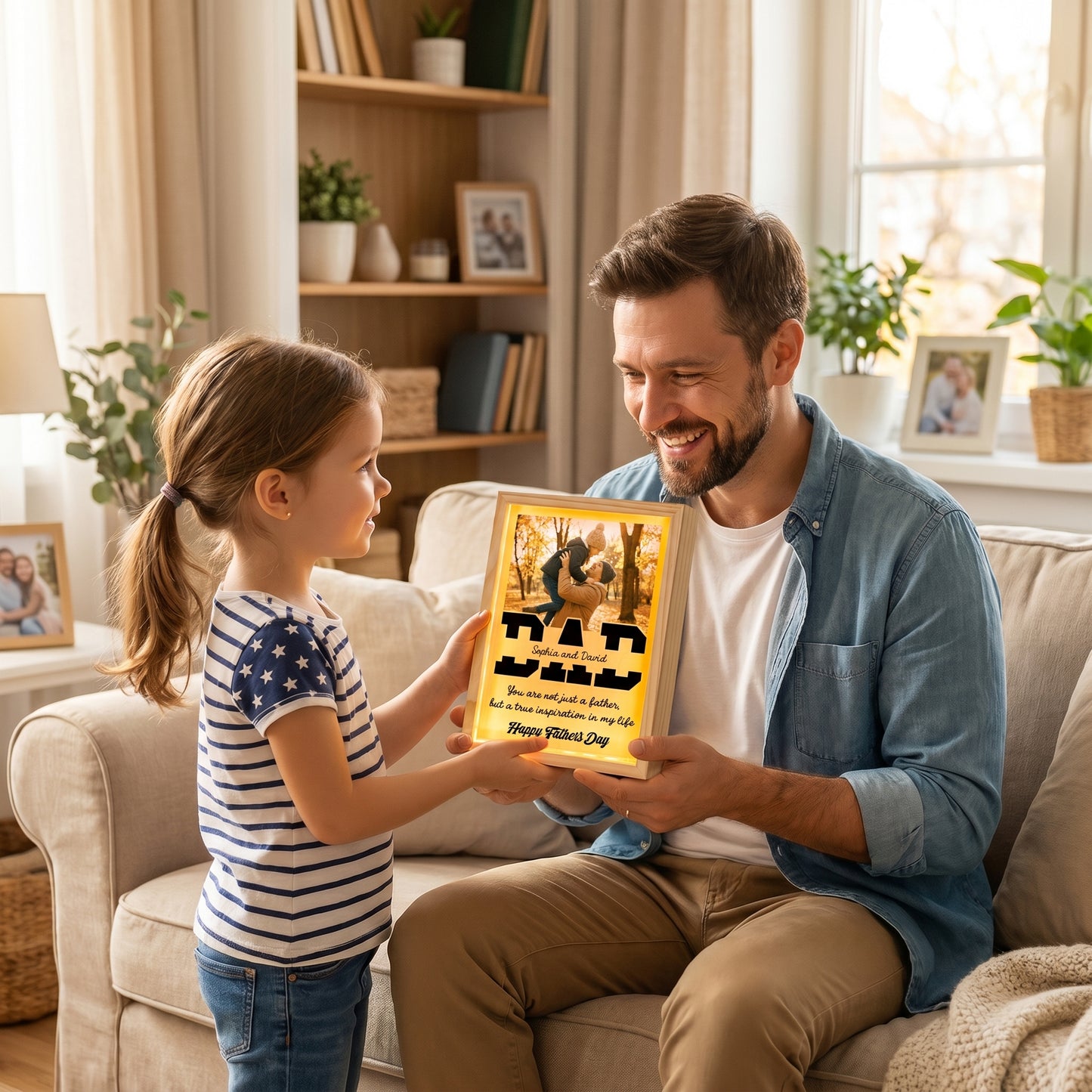 Dad You Are Not Just a Father But a True Inspiration in My Life Photo Frame Light Box – Custom Photo LED Gift for Dad