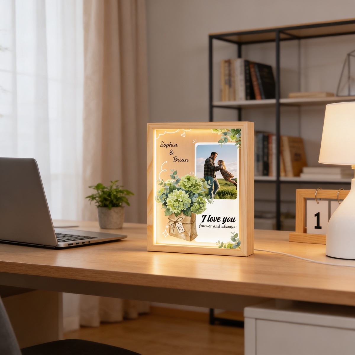 I Love You Forever and Always Photo Frame Light Box - Custom Photo LED Gift for Dad