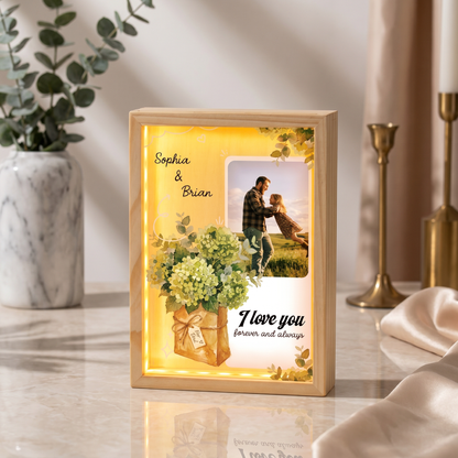 I Love You Forever and Always Photo Frame Light Box - Custom Photo LED Gift for Dad