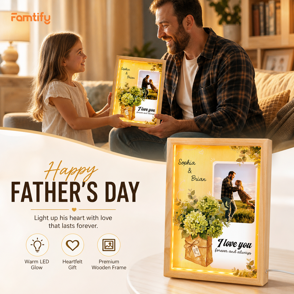 I Love You Forever and Always Photo Frame Light Box - Custom Photo LED Gift for Dad