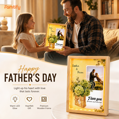 I Love You Forever and Always Photo Frame Light Box - Custom Photo LED Gift for Dad