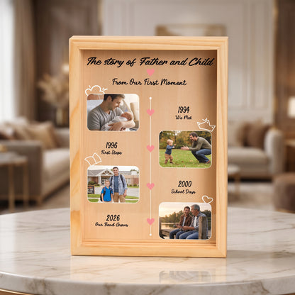 The Story of Father and Child From Our First Moment Photo Frame Light Box - Custom Photo LED Gift for Dad