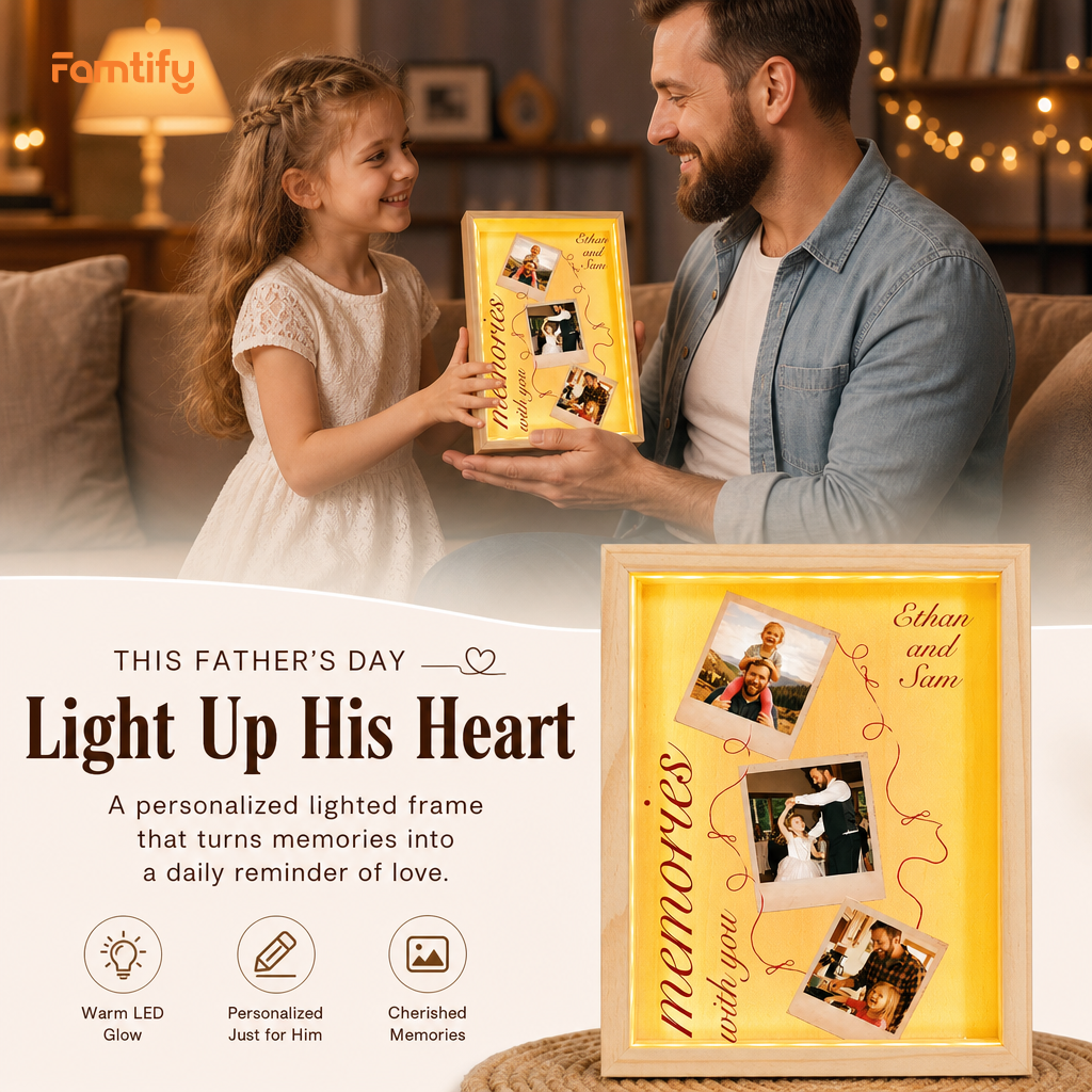 Memories With You Photo Frame Light Box - Custom Photo LED Gift for Dad