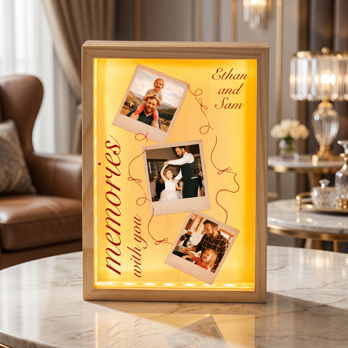 Memories With You Photo Frame Light Box - Custom Photo LED Gift for Dad
