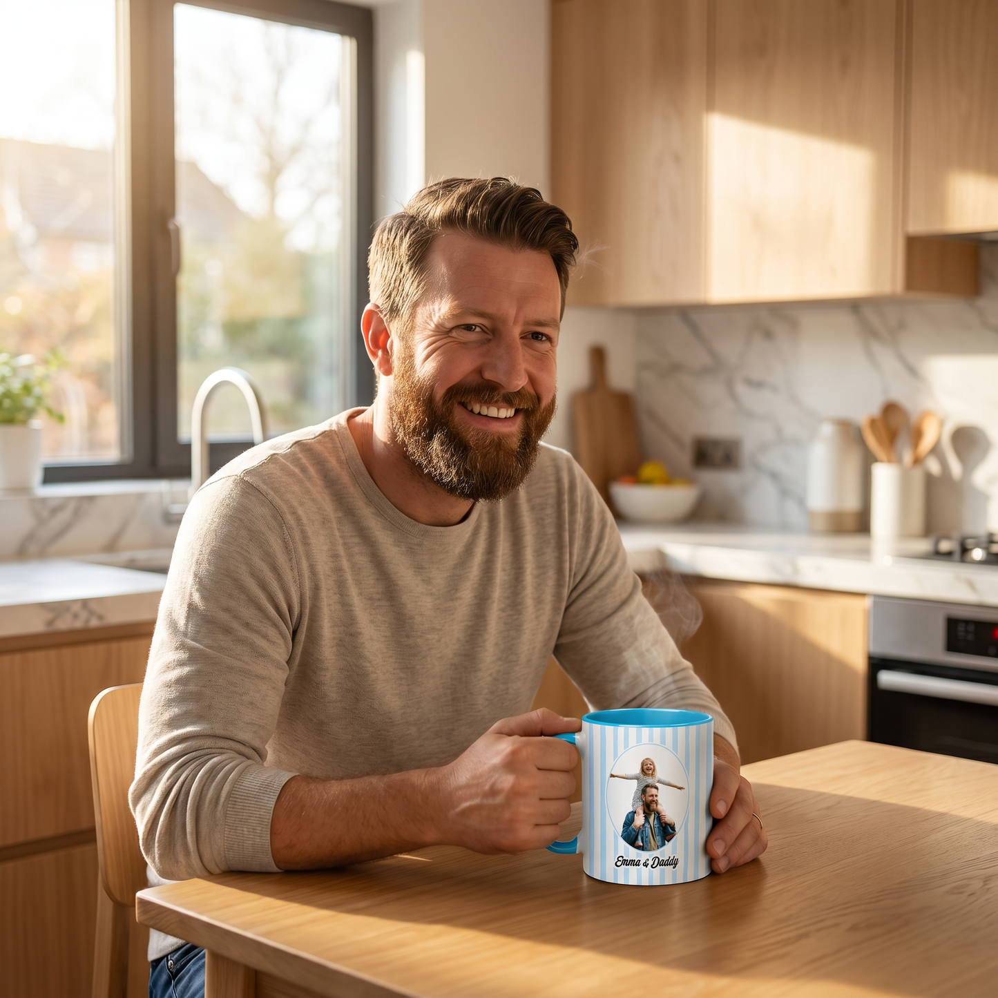 Personalized Photo Accent Mug – Custom Picture Coffee Mug with Colored Handle & Interior