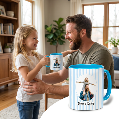 Personalized Photo Accent Mug – Custom Picture Coffee Mug with Colored Handle & Interior