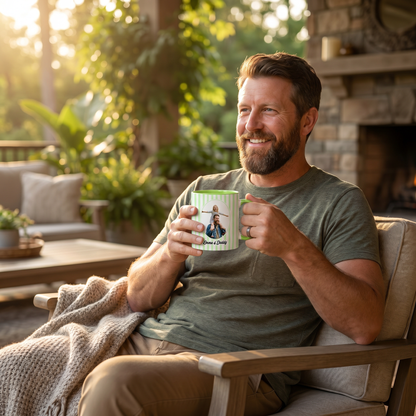 Personalized Photo Accent Mug – Custom Picture Coffee Mug with Colored Handle & Interior