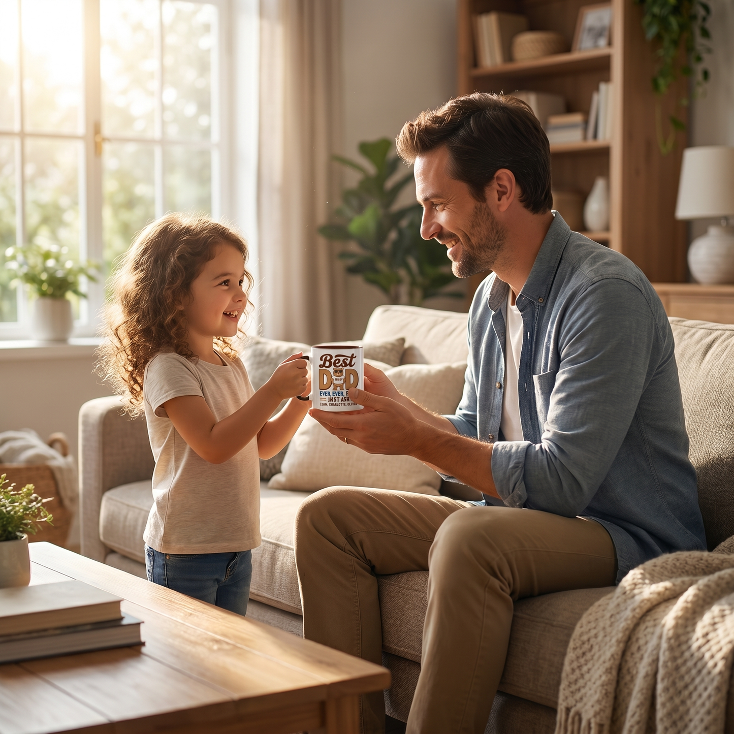 Personalized Best Dad Ever Ever Ever Accent Mug – Custom Photo Coffee Mug for Dad