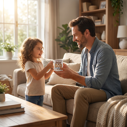 Personalized Best Dad Ever Ever Ever Accent Mug – Custom Photo Coffee Mug for Dad