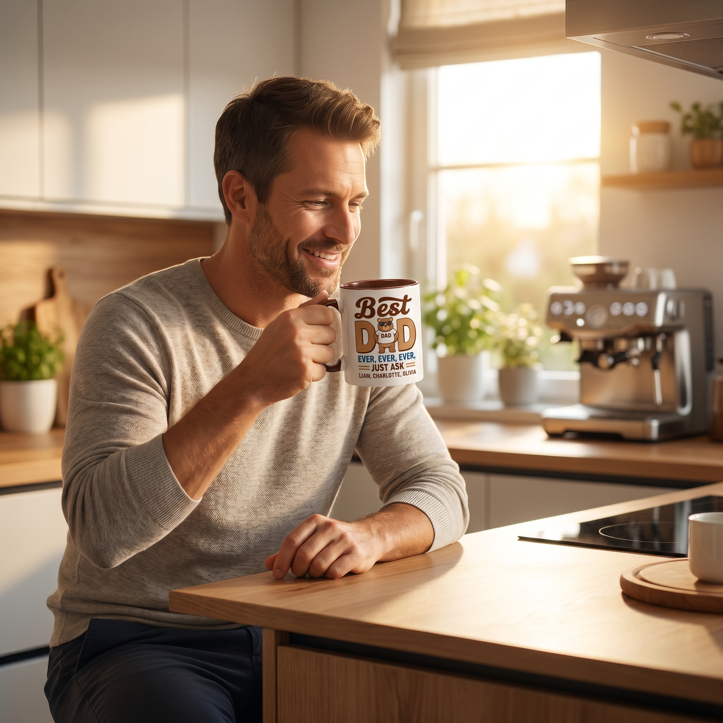 Personalized Best Dad Ever Ever Ever Accent Mug – Custom Photo Coffee Mug for Dad