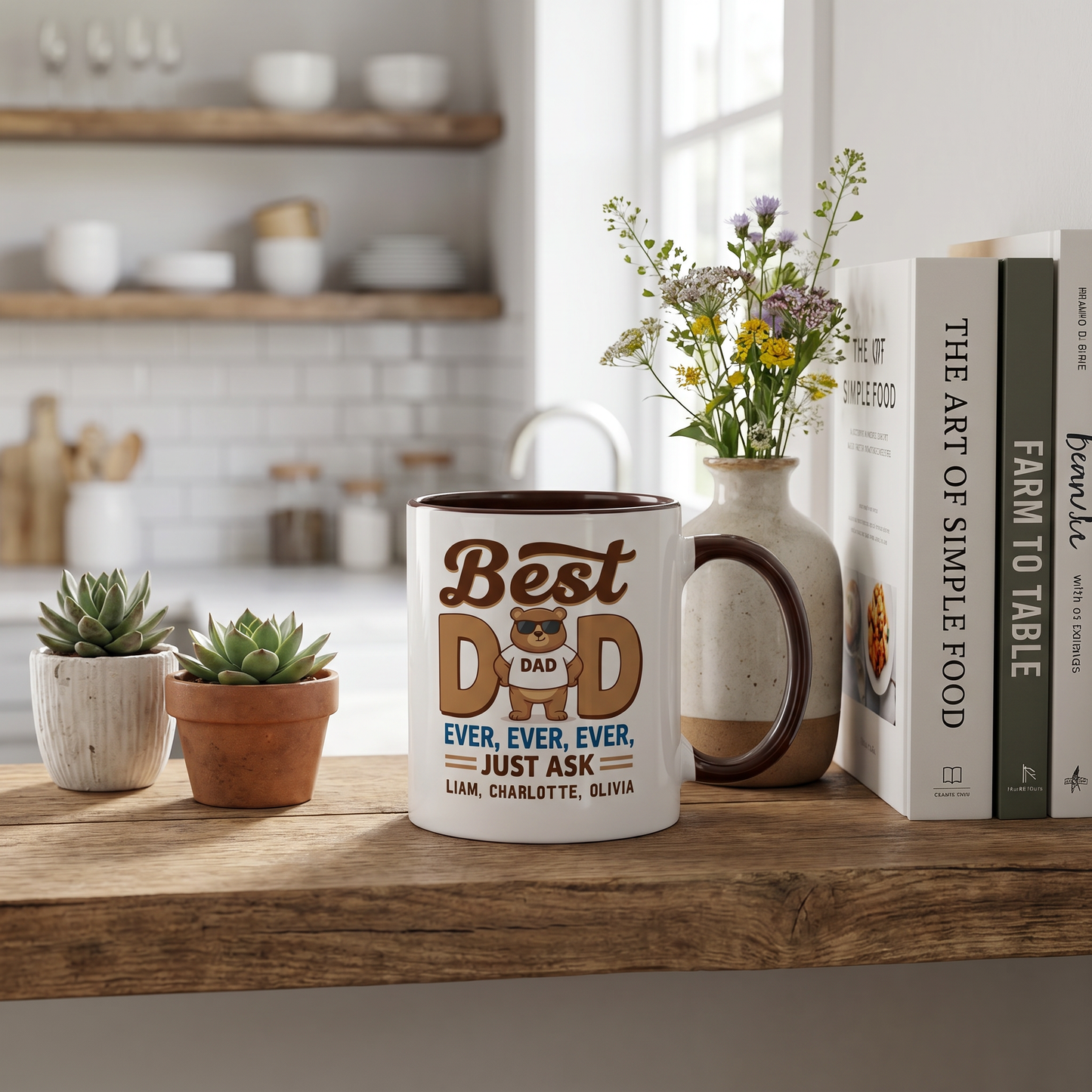 Personalized Best Dad Ever Ever Ever Accent Mug – Custom Photo Coffee Mug for Dad