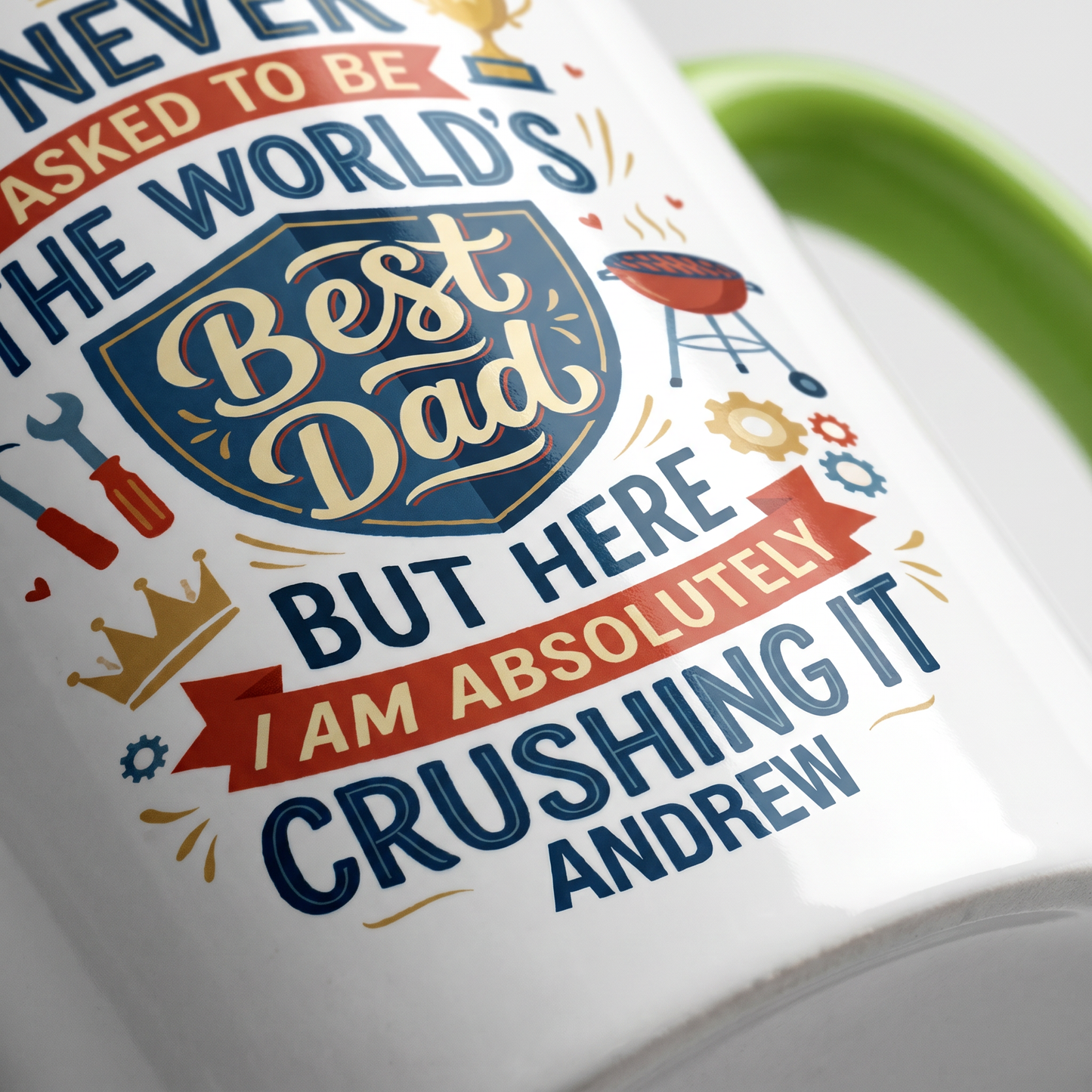 Personalized I Never Asked To Be The World’s Best Dad Accent Mug – Custom Photo Coffee Mug