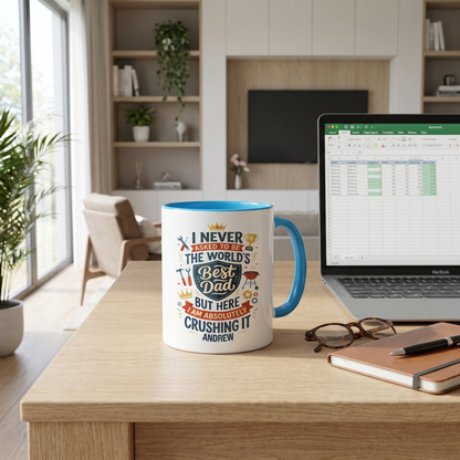 Personalized I Never Asked To Be The World’s Best Dad Accent Mug – Custom Photo Coffee Mug