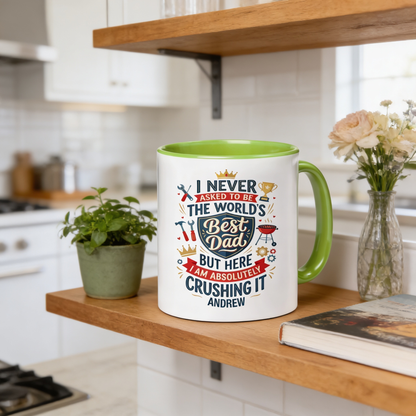 Personalized I Never Asked To Be The World’s Best Dad Accent Mug – Custom Photo Coffee Mug