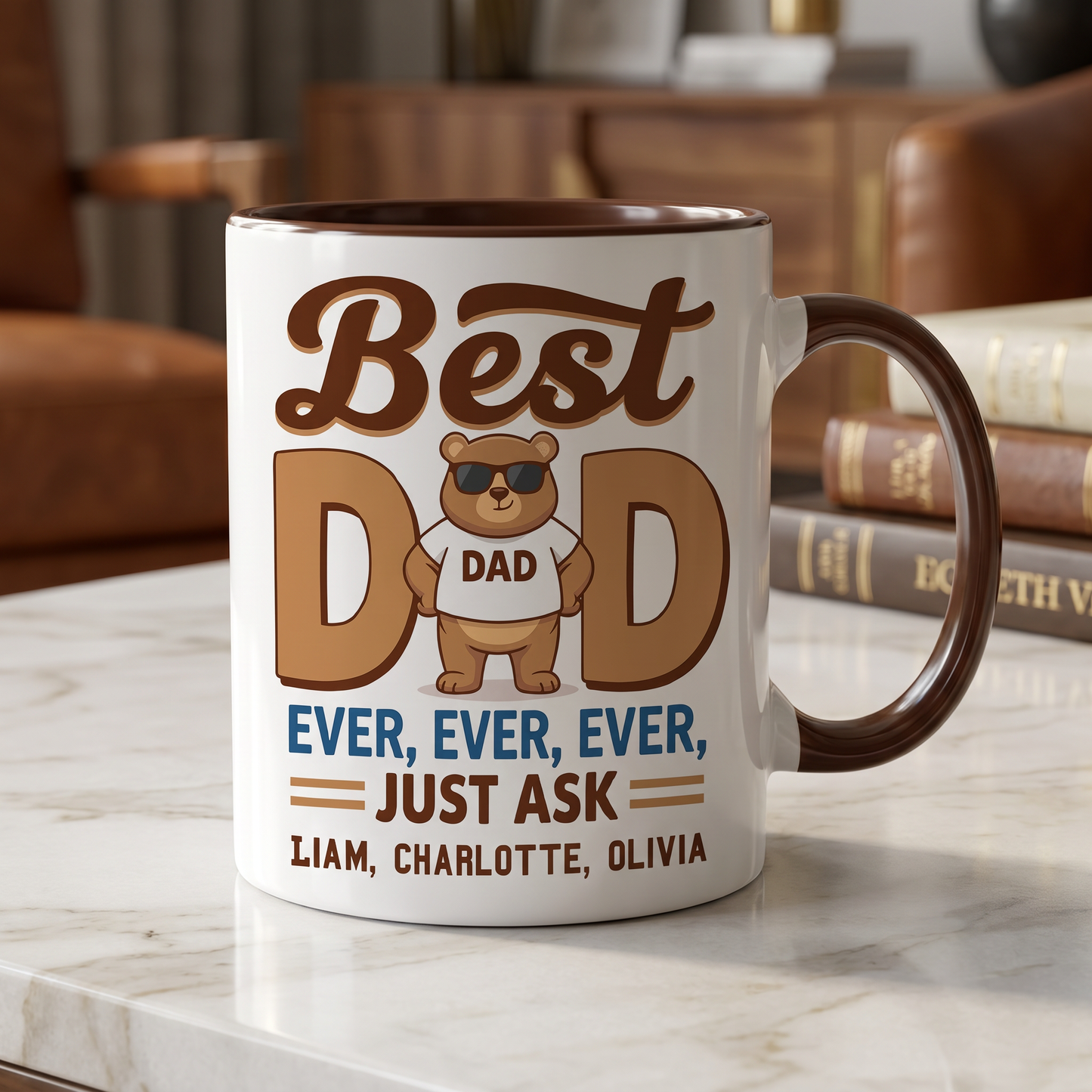 Personalized Best Dad Ever Ever Ever Accent Mug – Custom Photo Coffee Mug for Dad