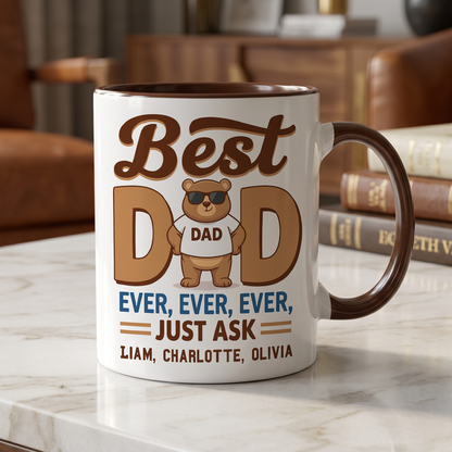 Personalized Best Dad Ever Ever Ever Accent Mug – Custom Photo Coffee Mug for Dad