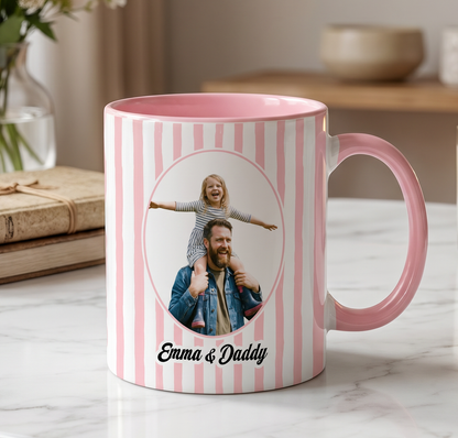 Personalized Photo Accent Mug – Custom Picture Coffee Mug with Colored Handle & Interior