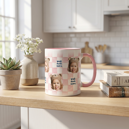 Personalized Best Dad Ever Accent Mug – Custom Photo Coffee Mug for Dad