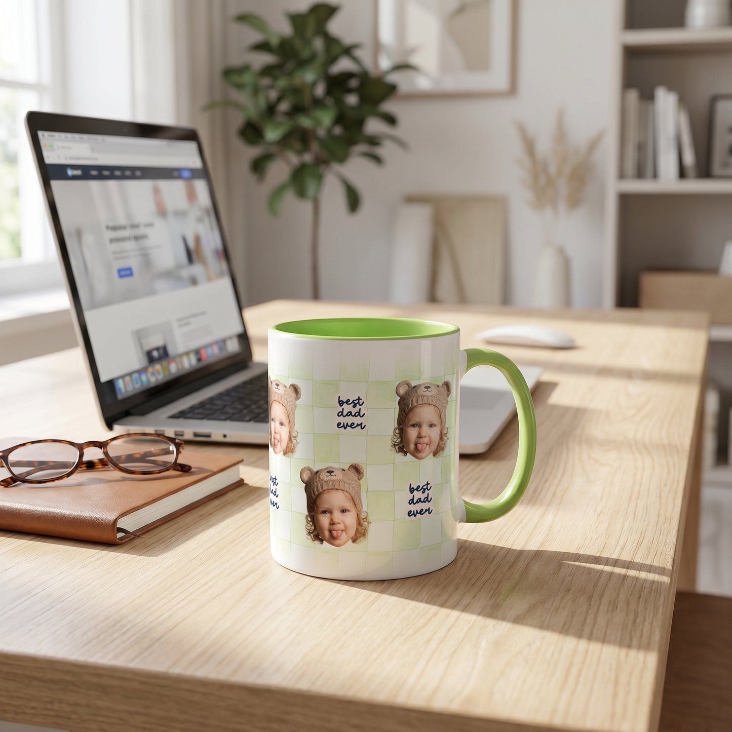 Personalized Best Dad Ever Accent Mug – Custom Photo Coffee Mug for Dad
